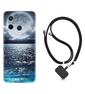 Xiaomi Redmi 12C Kılıf Resimli Boyun Askılı İpli Desenli Silikon Great Moon 1301