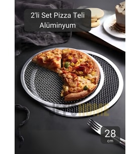 2li Set Pizza Tepsisi Alüminyum Pizza Teli Lahmacun Tepsisi 28 Cm