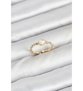 pilelistore Pirinç Gold Renk Kalpli Model Kadın Yüzük - TJ-BYK3874