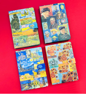 Van Gogh Kolaj Tasarımlı Mıknatıs Kapaklı Defter BM-1209 (Krem)