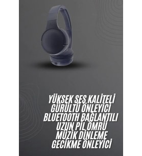 Kablosuz Bluetooth Kulaklık Kulak Üstü Ayarlanabilir Uzun Ömürlü