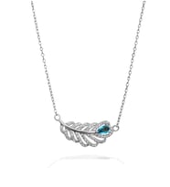 Aquamarin Taşı Lusso Yaprak Model Diamond Kadın Gümüş Kolye