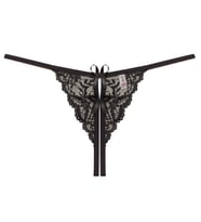 Liona Büyük Beden Dantelli  İç Giyim Kadın Tanga Fantezi G-String (Siyah)