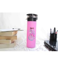 Pembe Renk Unicorn Temalı - Baskılı Cam Suluk & Termos - 550 ml