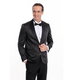 Nokta Desenli Slim Fit Siyah Erkek Smokin Ceket - Wessi