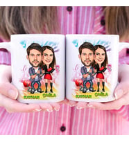 Sevgiliye Hediye Mutlu Çiftler Karikatürlü İkili Kupa Bardak