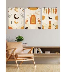 Bohem Stil Kanvas Tablo Seti 3 Adet x 40x55cm Boho Art