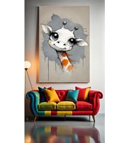 ÇOCUK ODASI KREŞ TATLI ZÜRAFA Ev Duvar Salon Güzellik Salonu Ofis Dükkan Dekarasyon Kanvas Tablo (Çok Renkli)