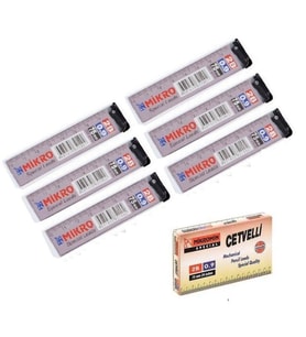 Min 0.9 Mm Cetvelli Kalem Ucu 75 Mm Mikro Uç 6 Adet (Siyah)