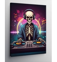 Kanvas Tablo Dj İskeletin Ritmi