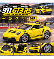 1:24 Porsche 911 GT3 RS Model Araba Sarı Detaylı Spor Otomobil