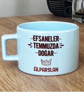 Kişiye Özel Efsaneler Temmuzda Doğar Hediye Pastel Fincan Doğum Günü Hediyesi (Mavi)