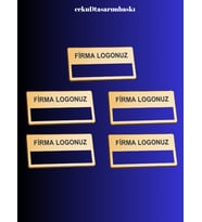 Gold Renk 5'li Firma Logolu İsimlik Yaka Rozeti - Düz (Silver)