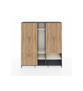 Hyperion Dolap 15 Raflı 5 Kapaklı Tek Askılı 220x44x243 Antrasit-Çam/Aytaşı
