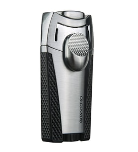 Quantoro 2 Torch Pürmüz Gümüş-Siyah Metal Puro Çakmağı