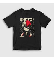 Presmono Unisex Çocuk Siyah Shoto V2 Anime Boku No Hero Academia T-Shirt 128869tt