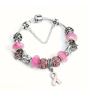 Pandora Tarz , Pembe Kristal, Love Amour Sevgi Charmlı Bİleklik, Ahşap Kutu içerisinde
