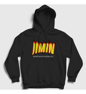 Presmono Unisex Beyaz Thrasher K Pop Jimin Bts Kapüşonlu Sweatshirt 272453tt (Siyah)