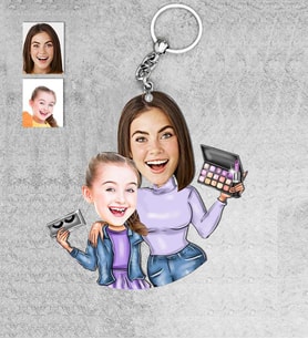 Kişiye Özel Anne Kız Ahşap Anahtarlık-2