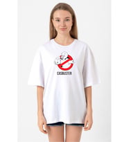 Casper The Friendly Ghost Casbuster Beyaz Kadın Oversize Tshirt