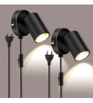 Rsylight Metal Mafsallı Siyah Spot Armatür Aplik Kablolu Fişli Beyaz Led Ampullü