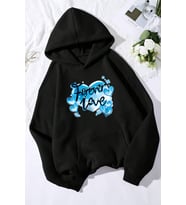 Forever Love Baskılı Unisex Oversize Sweatshirt (Siyah)