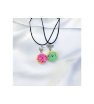 Best Friend Pembe Yeşil Donat İkili Arkadaş Kolye (Gümüş)