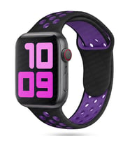 Apple Watch 10/11 42mm-38/40/41mm Kordon Delikli Spor Kordon 2/3/4/5/6/se/7/8/9 (Siyah-Mor)
