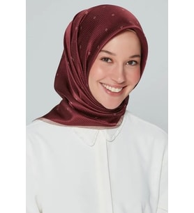 Armine Nostalji Serisi İpek Sura Eşarp 8259DS-86 (Bordo-Krem)