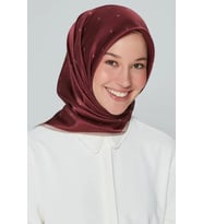 Armine Nostalji Serisi İpek Sura Eşarp 8259DS-86 (Bordo-Krem)