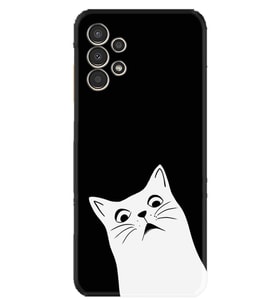 Samsung Galaxy M14 Kılıf Resimli Desenli Silikon Platinium Series Şaşkın Kedi 1900