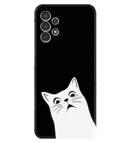Samsung Galaxy M14 Kılıf Resimli Desenli Silikon Platinium Series Şaşkın Kedi 1900