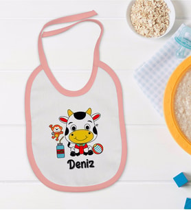 BK Kids Kişiye Özel Pembe Bebek Mama Önlüğü - Model 167