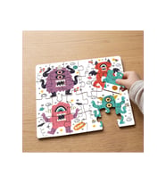 Renkli Canavarlar Tasarımlı 24 Parça Ahşap Çocuk Puzzle MPK0448