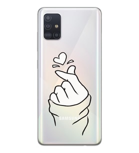 Samsung Galaxy A51 Uyumlu Kalp Desenli Şeffaf Telefon Kılıfı