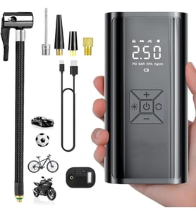 Taşınabilir Şarjlı Dijital Hava Kompresörü Hava Pompası 150 PSI, Araç, Motosiklet, Bisiklet Lastik Şişirme Pompası, Powerbank-216