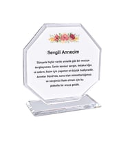 Sekizgen Kristal Şeffaf Cam Plaket