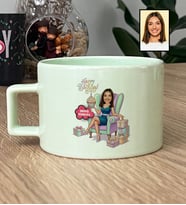 Kişiye Özel Karikatürlü Doğum Günü Hediyesi Lüks Pastel Fincan Doğum Günü Hediyesi