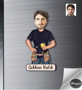 Kişiye Özel Tamirci Erkek Ahşap Magnet -2