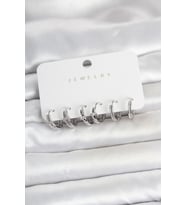 Pirinç Gümüş Renk Halka Kadın Küpe Seti 5886 - SSSSSS5788-2686