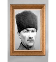 Altın Varaklı Paspartulu Çerçeveli Atatürk Tablo nt665