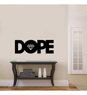DOPE yazılı Diamond - Mücevher Dekoratif Duvar Sticker, Çıkartma, Etiket Siyah