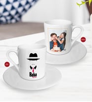 BK Gift Kişiye Özel Babalar Günü Hediyesi Fotoğraflı Türk Kahvesi Fincanı-14 (Beyaz)