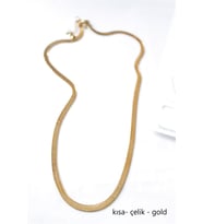 Kısa İtalyan Çelik Kolye-45 CM - Altın