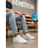 United Colors Of Benetton Beyaz Bağcıklı Cilt Memory Foam Erkek Spor Ayakkabı BNI-12083 M