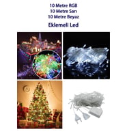 30 Metre Fonksiyonlu Eklemeli 10ar Metre RGB+Sarı+Beyaz Led Dekor Led  Çam Ağacı Süsü Yılbaşı Süs (Karışık)