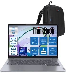 Lenovo Thinkbook 14 G7 Iml Intel Ultra 7 155H 48GB Ddr5 8tb(4+4) SSD Intel® Aı Boost 14" Wuxga 300NITS IPS Freedos Taşınabilir Bilgisayar 21MR0050TR8TBF25 + Zetta Çanta