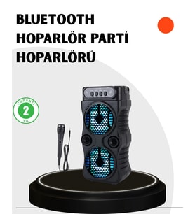 Bluetooth Bağlantılı Taşınabilir Hoparlör – Led Işıklı, Fm Radyolu, Mikrofon Girişli