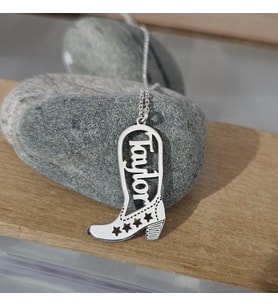 Tasarım Kovboy Çizmesi İsim Kolye 925K Gümüş