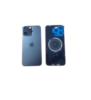Uyumlu İphone 15 Pro Max Arka Kapak Full Kamera Camlı ( Pil Kapağı ) - Magsafe Demirli + Siyah